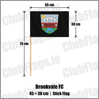 Brookvale FC 30cm x 45cm Stick Flag with the club crest and colours, Armagh Football - ClubFlags.ie