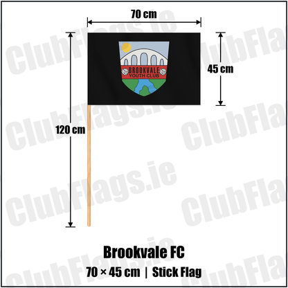 Brookvale FC 45cm x 70cm Stick Flag with the club crest and colours, Armagh Football - ClubFlags.ie