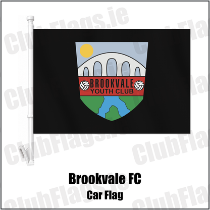 Brookvale FC Car Flag with the club crest and colours, Armagh Football - ClubFlags.ie