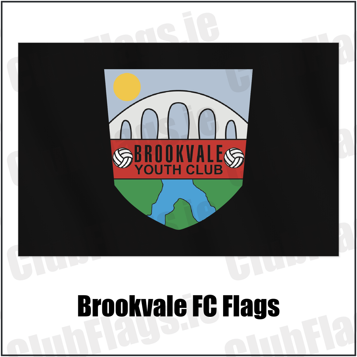 Brookvale FC Flags with the club crest and colours, Armagh Football - ClubFlags.ie