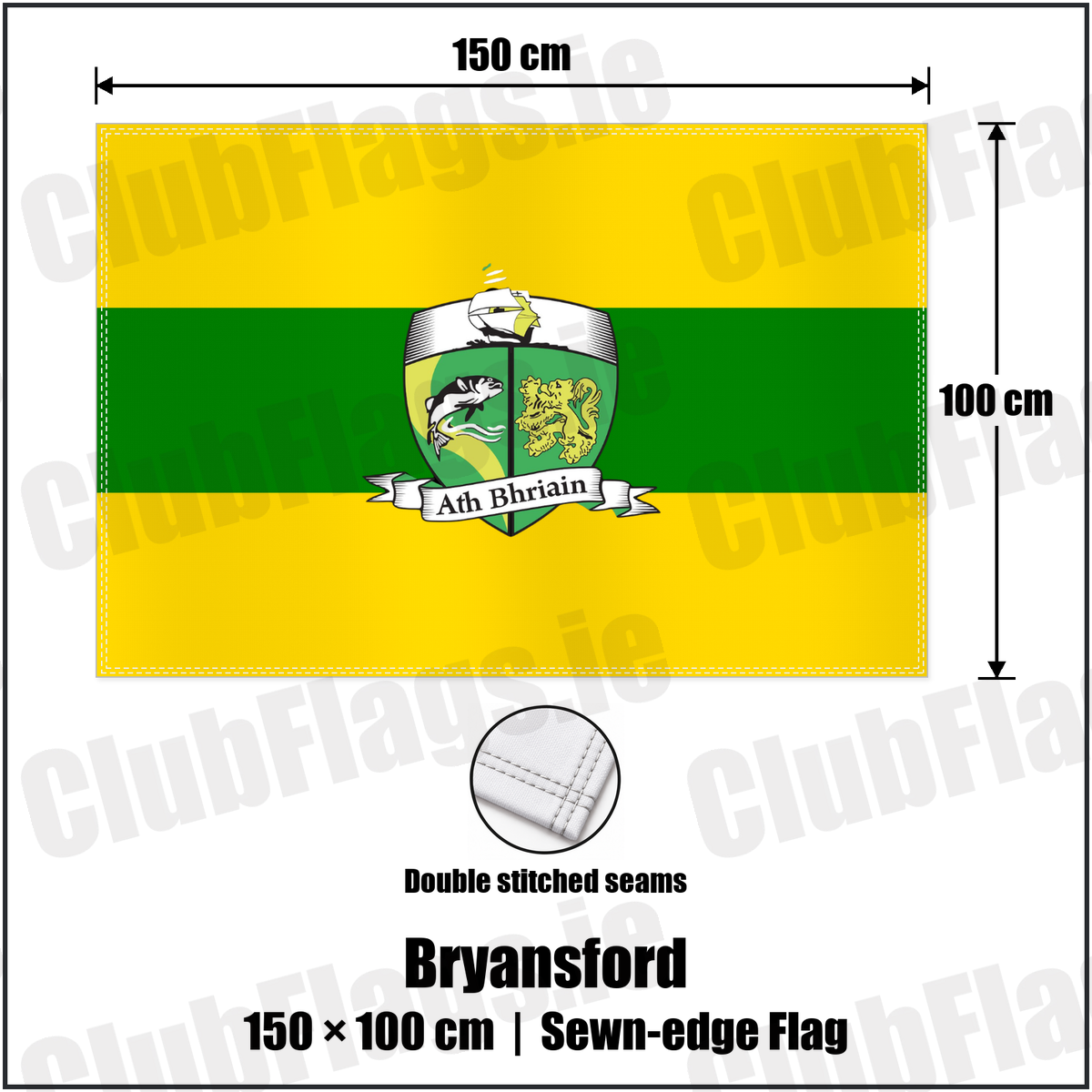 Bryansford 100cm x 150cm Flag (sewn on the edges) with the club crest and colours, Down GAA - ClubFlags.ie