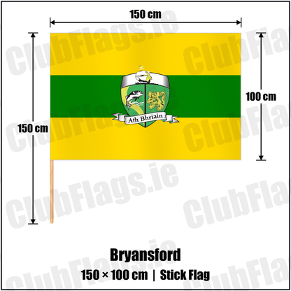 Bryansford 100cm x 150cm Stick Flag with the club crest and colours, Down GAA - ClubFlags.ie