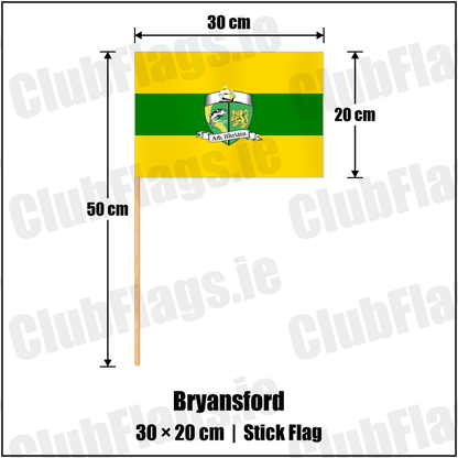 Bryansford 20cm x 30cm Stick Flag with the club crest and colours, Down GAA - ClubFlags.ie