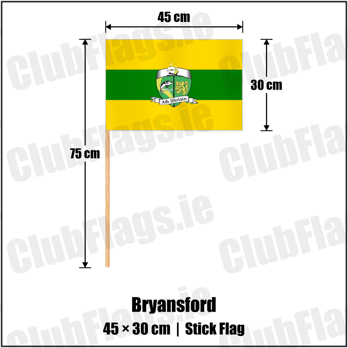 Bryansford 30cm x 45cm Stick Flag with the club crest and colours, Down GAA - ClubFlags.ie