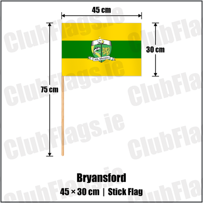 Bryansford 30cm x 45cm Stick Flag with the club crest and colours, Down GAA - ClubFlags.ie