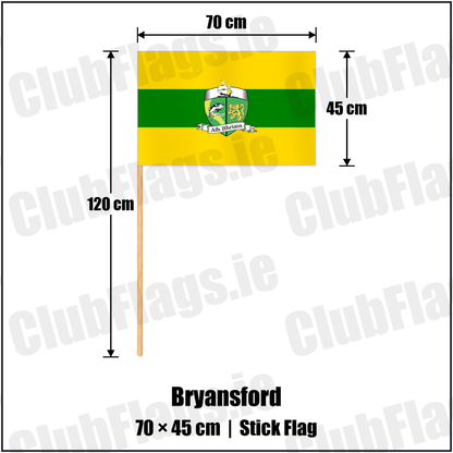 Bryansford 45cm x 70cm Stick Flag with the club crest and colours, Down GAA - ClubFlags.ie