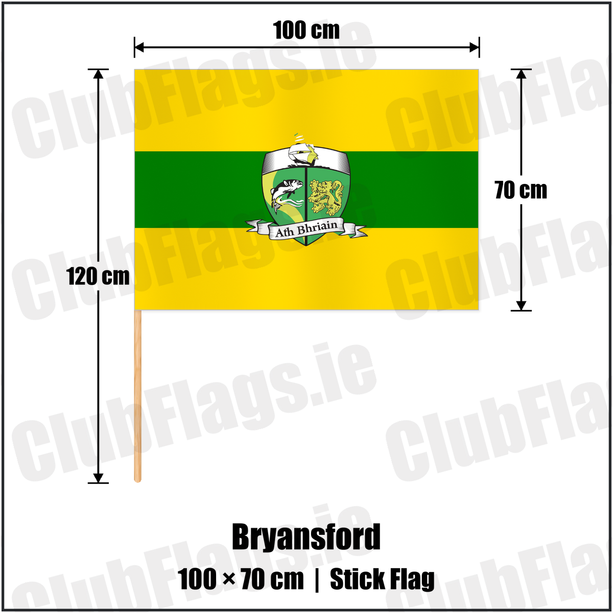 Bryansford 70cm x 100cm Stick Flag with the club crest and colours, Down GAA - ClubFlags.ie