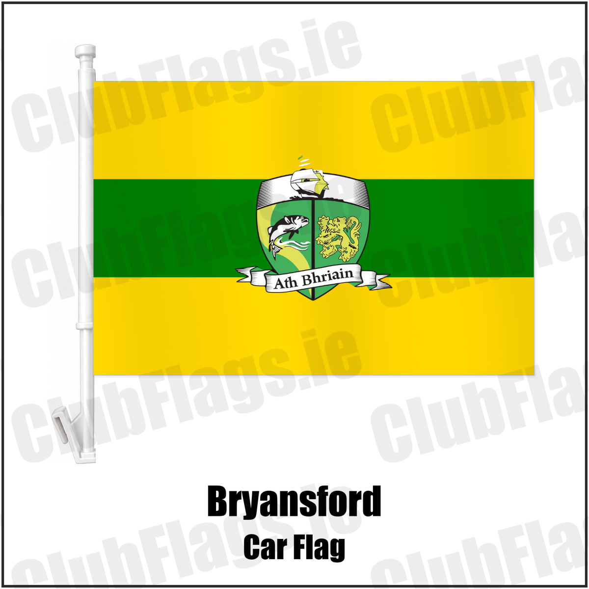 Bryansford Car Flag with the club crest and colours, Down GAA - ClubFlags.ie