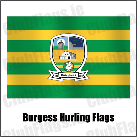 Burgess Hurling Flags with the club crest and colours, Tipperary GAA - ClubFlags.ie