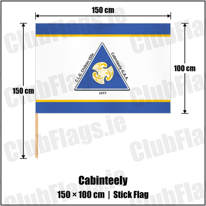 Cabinteely 100cm x 150cm Stick Flag with the club crest and colours, Dublin GAA - ClubFlags.ie