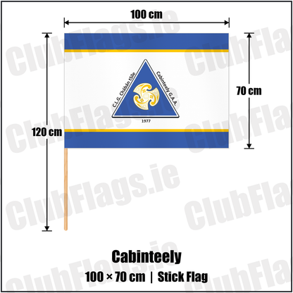 Cabinteely 70cm x 100cm Stick Flag with the club crest and colours, Dublin GAA - ClubFlags.ie
