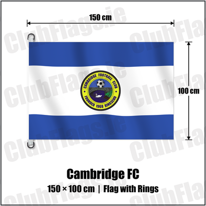 Cambridge FC 150cm x 100cm Flag Pole Flag with Rings with the club crest and colours, Dublin Football - ClubFlags.ie