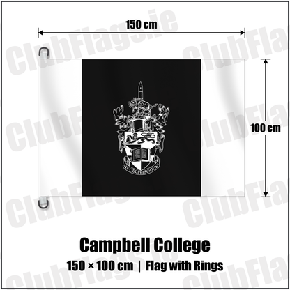 Campbell College 150cm x 100cm Flag Pole Flag with Rings with the club crest and colours, Down Rugby - ClubFlags.ie