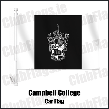Campbell College Car Flag with the club crest and colours, Down Rugby - ClubFlags.ie