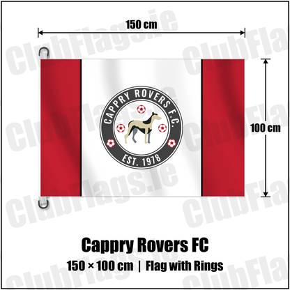 Cappry Rovers FC 150cm x 100cm Flag Pole Flag with Rings with the club crest and colours, Donegal Football - ClubFlags.ie