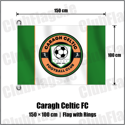 Caragh Celtic FC 150cm x 100cm Flag Pole Flag with Rings with the verified club crest and colours, Kildare Football - ClubFlags.ie