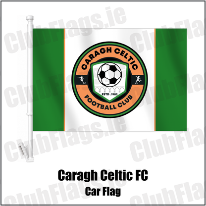 Caragh Celtic FC Car Flag with the verified club crest and colours, Kildare Football - ClubFlags.ie