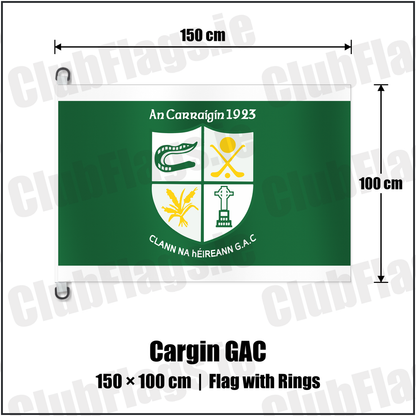 Cargin GAC 150cm x 100cm Flag Pole Flag with Rings with the club crest and colours, Antrim GAA - ClubFlags.ie