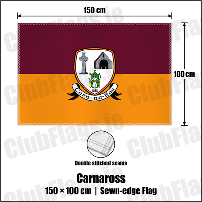 Carnaross 100cm x 150cm Flag (sewn on the edges) with the club crest and colours, Meath GAA - ClubFlags.ie