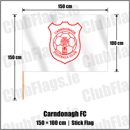 Carndonagh FC 100cm x 150cm Stick Flag with the club crest and colours, Donegal Football - ClubFlags.ie