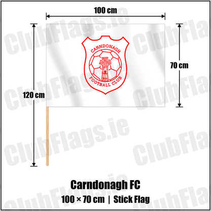 Carndonagh FC 70cm x 100cm Stick Flag with the club crest and colours, Donegal Football - ClubFlags.ie
