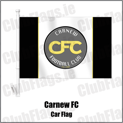 Carnew FC Car Flag with the club crest and colours, Wicklow Football - ClubFlags.ie
