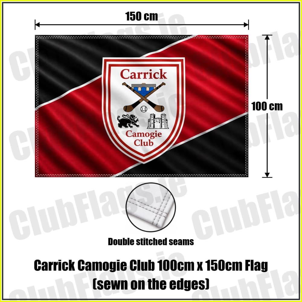 Carrick Camogie Club 100cm x 150cm Flag (sewn on the edges) - ClubFlags.ie