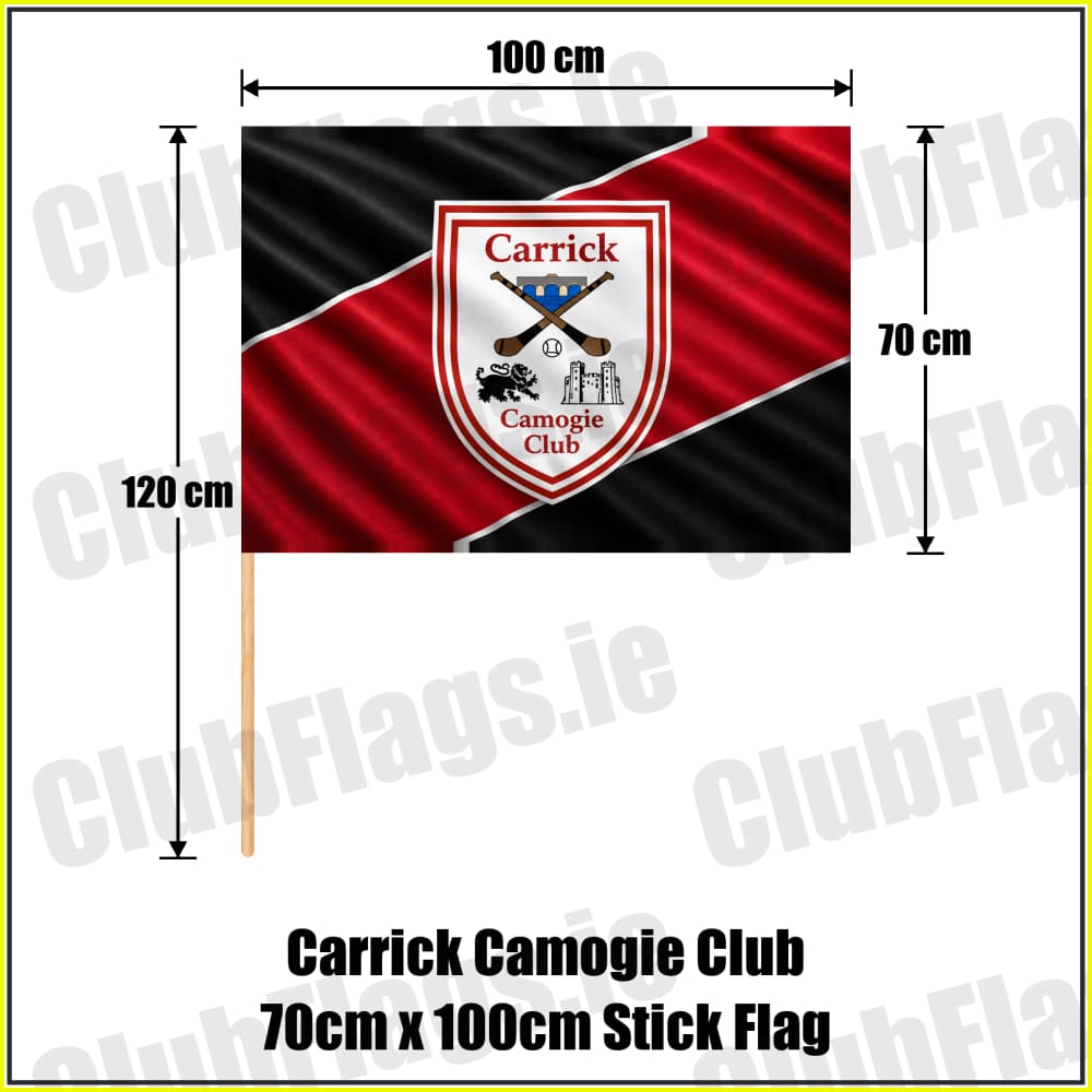 Carrick Camogie Club 70cm x 100cm Stick Flag - ClubFlags.ie