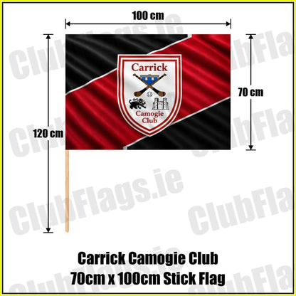 Carrick Camogie Club 70cm x 100cm Stick Flag - ClubFlags.ie