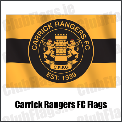Carrick Rangers FC Flags with the club crest and colours, Antrim Football - ClubFlags.ie