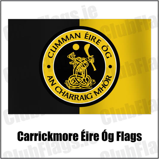 Carrickmore Éire Óg Flags with the club crest and colours, Tyrone GAA - ClubFlags.ie