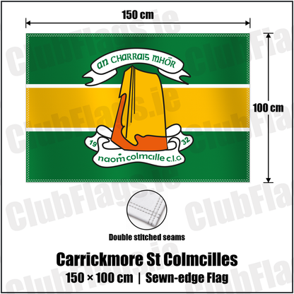 Carrickmore St Colmcilles 100cm x 150cm Flag (sewn on the edges) with the club crest and colours, Tyrone GAA - ClubFlags.ie