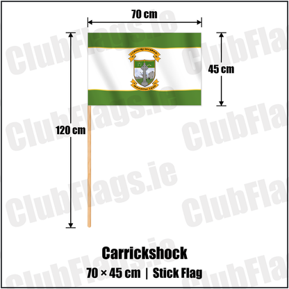 Carrickshock 45cm x 70cm Stick Flag with the club crest and colours, Kilkenny GAA - ClubFlags.ie