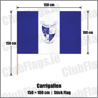 Carrigallen 100cm x 150cm Stick Flag with the club crest and colours, Leitrim GAA - ClubFlags.ie