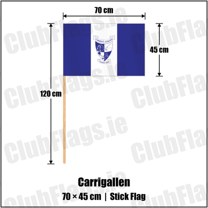 Carrigallen 45cm x 70cm Stick Flag with the club crest and colours, Leitrim GAA - ClubFlags.ie