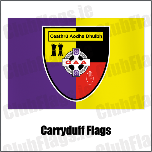 Carryduff Flags with the club crest and colours, Down GAA - ClubFlags.ie