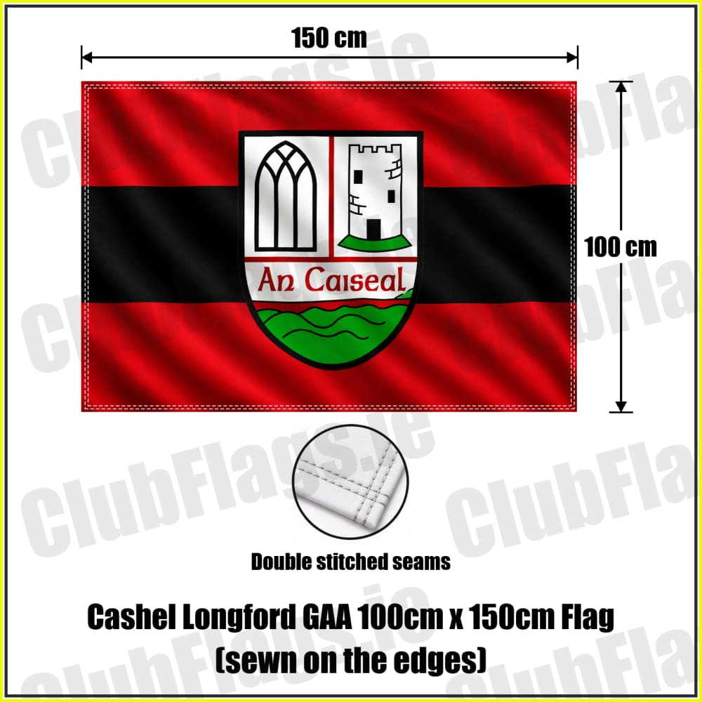 Cashel Longford GAA 100cm x 150cm Flag (sewn on the edges) - ClubFlags.ie