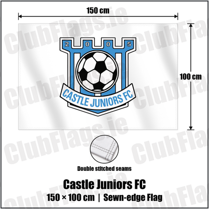 Castle Juniors FC 100cm x 150cm Flag (sewn on the edges) with the club crest and colours, Down Football - ClubFlags.ie