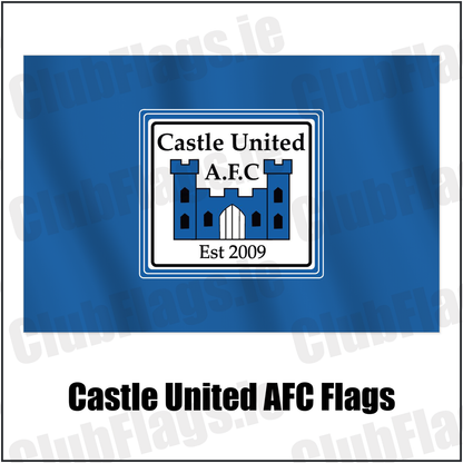 Castle United AFC Flags with the club crest and colours, Limerick Football - ClubFlags.ie