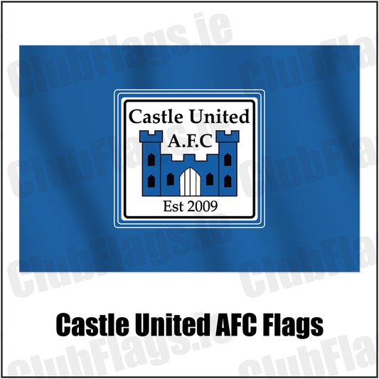 Castle United AFC Flags with the club crest and colours, Limerick Football - ClubFlags.ie