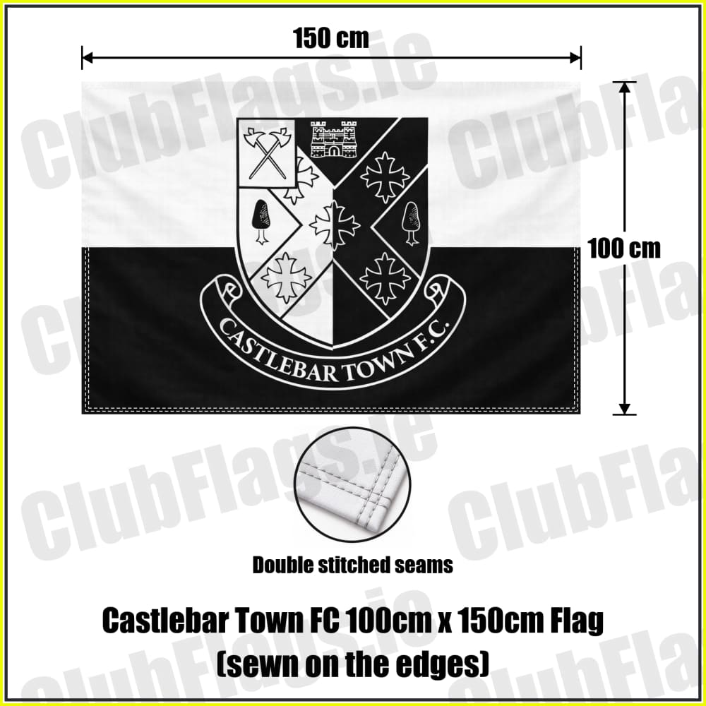 Castlebar Town FC 100cm x 150cm Flag (sewn on the edges) - ClubFlags.ie