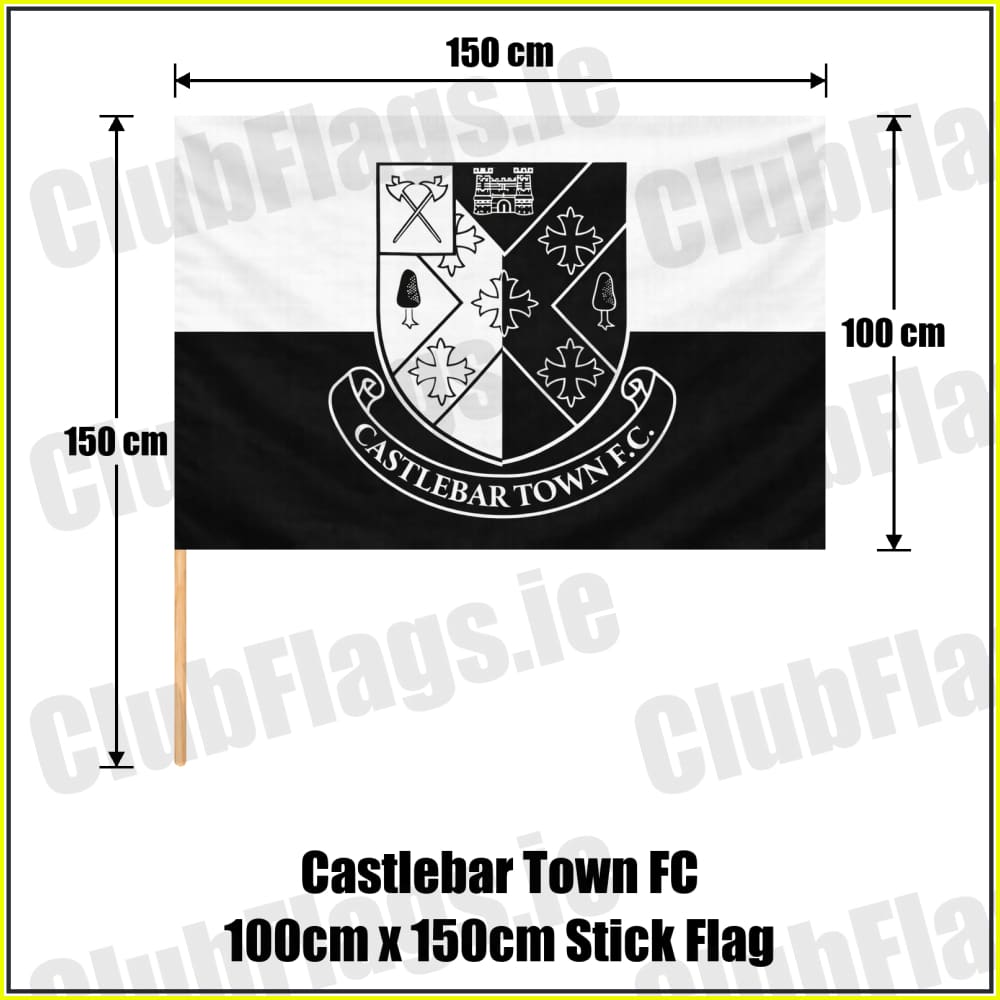 Castlebar Town FC 100cm x 150cm Stick Flag - ClubFlags.ie