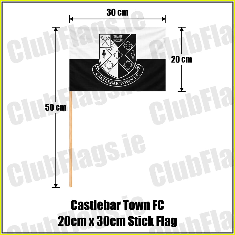 Castlebar Town FC 20cm x 30cm Stick Flag - ClubFlags.ie