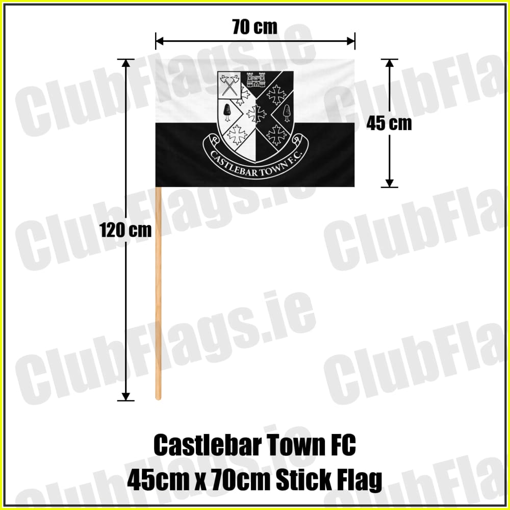 Castlebar Town FC 45cm x 70cm Stick Flag - ClubFlags.ie