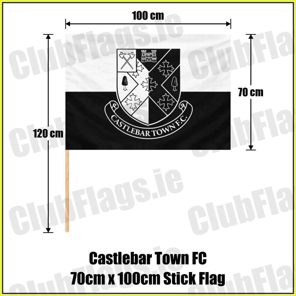 Castlebar Town FC 70cm x 100cm Stick Flag - ClubFlags.ie