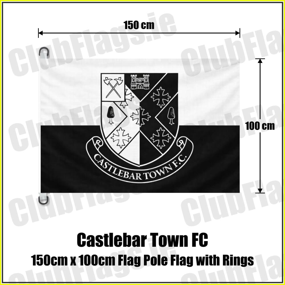 Castlebar Town FC 150cm x 100cm Flag Pole Flag with Rings - ClubFlags.ie