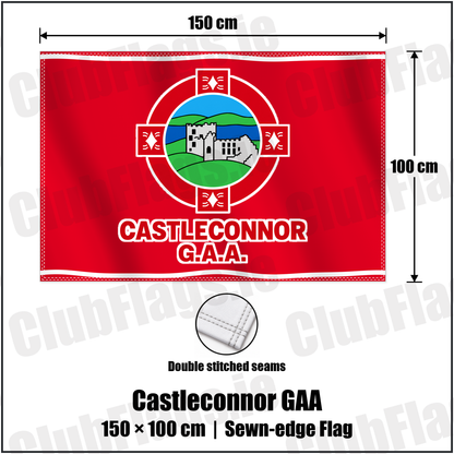 Castleconnor GAA 100cm x 150cm Flag (sewn on the edges) with the verified club crest and colours, Sligo GAA - ClubFlags.ie