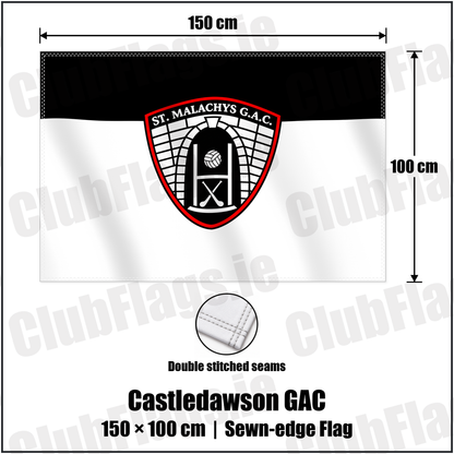 Castledawson GAC 100cm x 150cm Flag (sewn on the edges) with the verified club crest and colours, Derry GAA - ClubFlags.ie