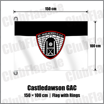 Castledawson GAC 150cm x 100cm Flag Pole Flag with Rings with the verified club crest and colours, Derry GAA - ClubFlags.ie