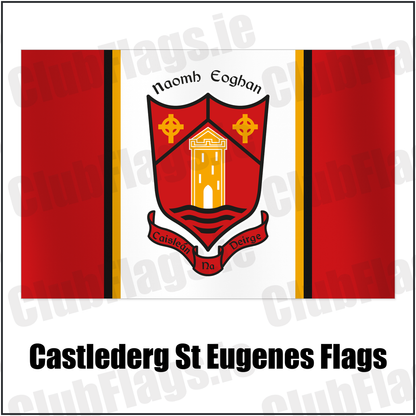 Castlederg St Eugenes Flags with the club crest and colours, Tyrone GAA - ClubFlags.ie